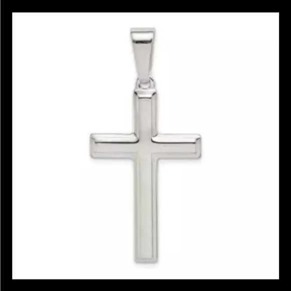 Sterling Silver Polished Cross Pendant Charm NEW - Picture 1 of 4